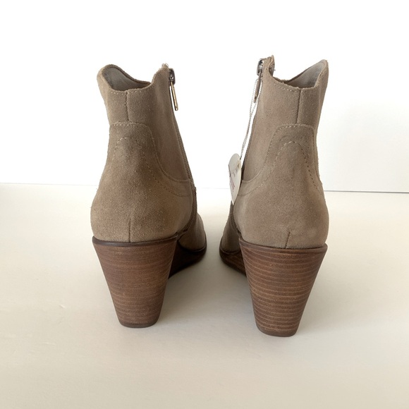 Lucky Brand Waltz Tan Suede Leather Side Zip Wedge Ankle Booties Sz 9 & 10 NWT - Picture 4 of 13